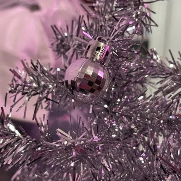 Mini Table Top 16 Inch Christmas Tree - Pink, Silver or White Includes Ornaments - Picture 4 of 10